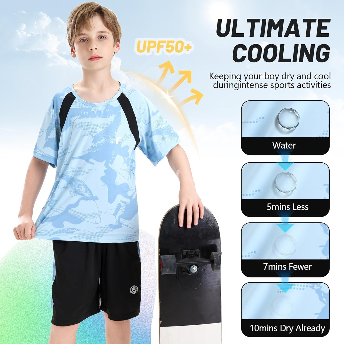 Boys Active Shorts Set - Comfortable 2 Piece T-shirt & Mesh Shorts Summer Outfit for Kids (5-14)