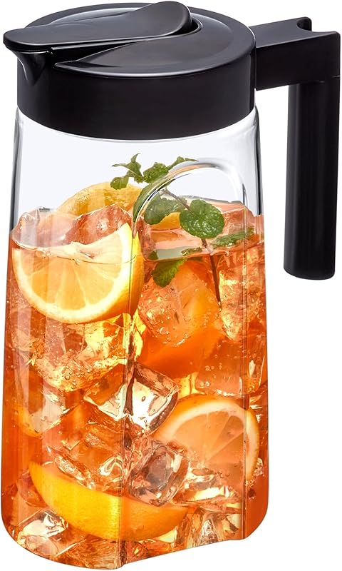 Amazing Abby - Slim Mini - Tritan Pitcher (48 oz), Unbreakable Plastic Water Pitcher with Lid, BPA-Free, Heat-Resistant, Dishwasher-Safe, Great for Iced and Hot Drinks, Indoors and Outdoors, Blue