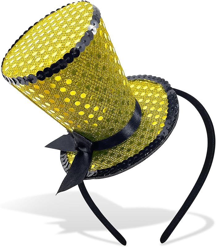 Mini Top Hat Headband Sequins Tea Party Headpiece Fascinator 1920s Gatsby Party Costume Accessory for Women Lady Gril