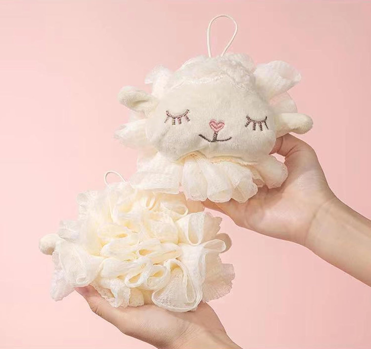 Kids Bath Loofah Sponge Exfoliating Body Scrubber [2-Pack],Cute Cartoon Sheep Shape Toddler Shower Bath Loofah Sponge Puff for Kids,Baby,Women,Boys and Girls