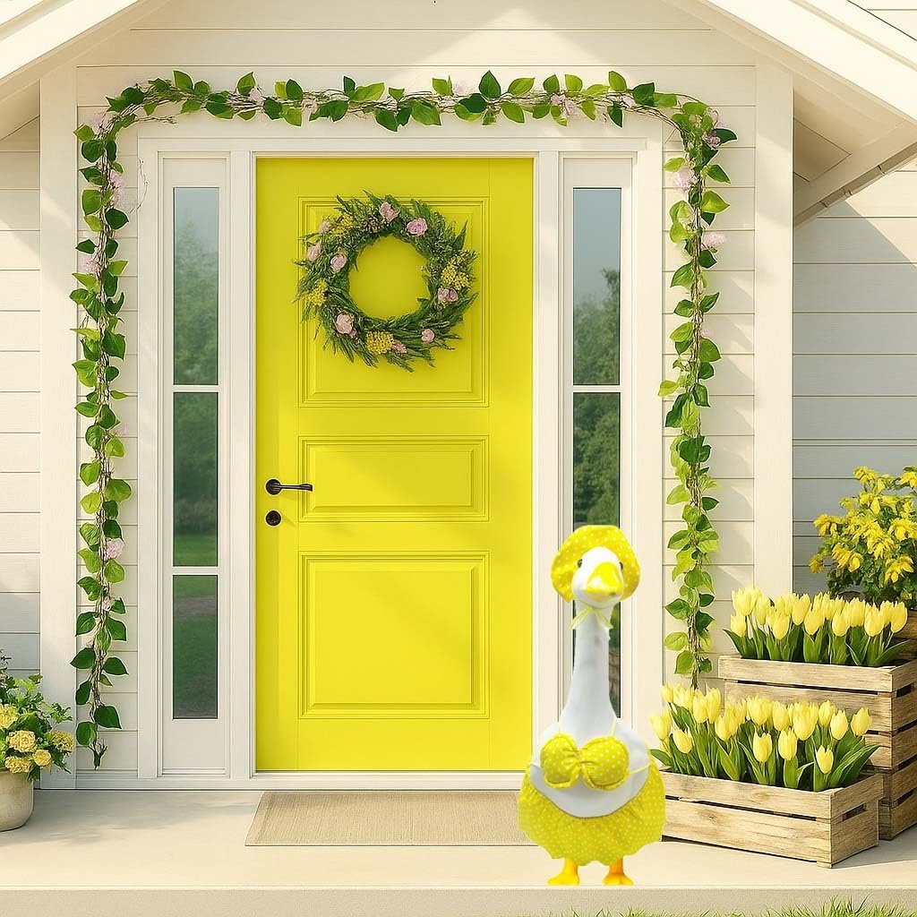 Porch Goose Summer Outfit, Porch Goose Clothes with Yellow Polka Dot, for 23"/17" Lawn Goose Statue,Goose Clothes for Yard Goose