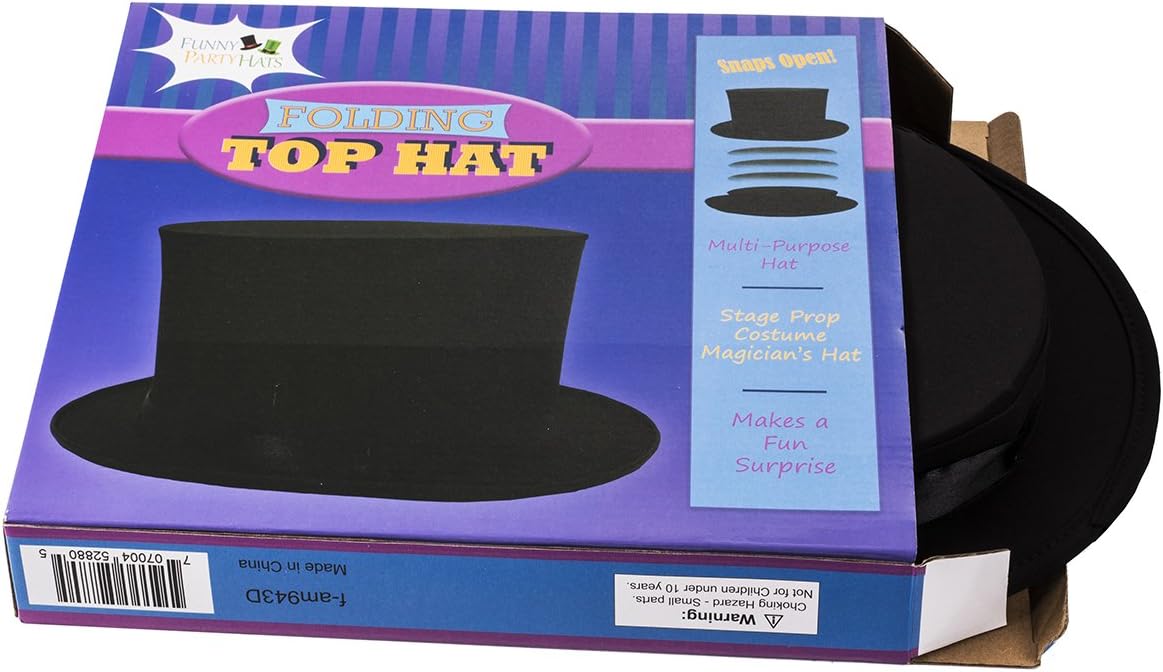 Collapsible Top Hat- Magician Costume- Magician Top Hat- Magic Tricks- Costume Hats by Funny Party Hats