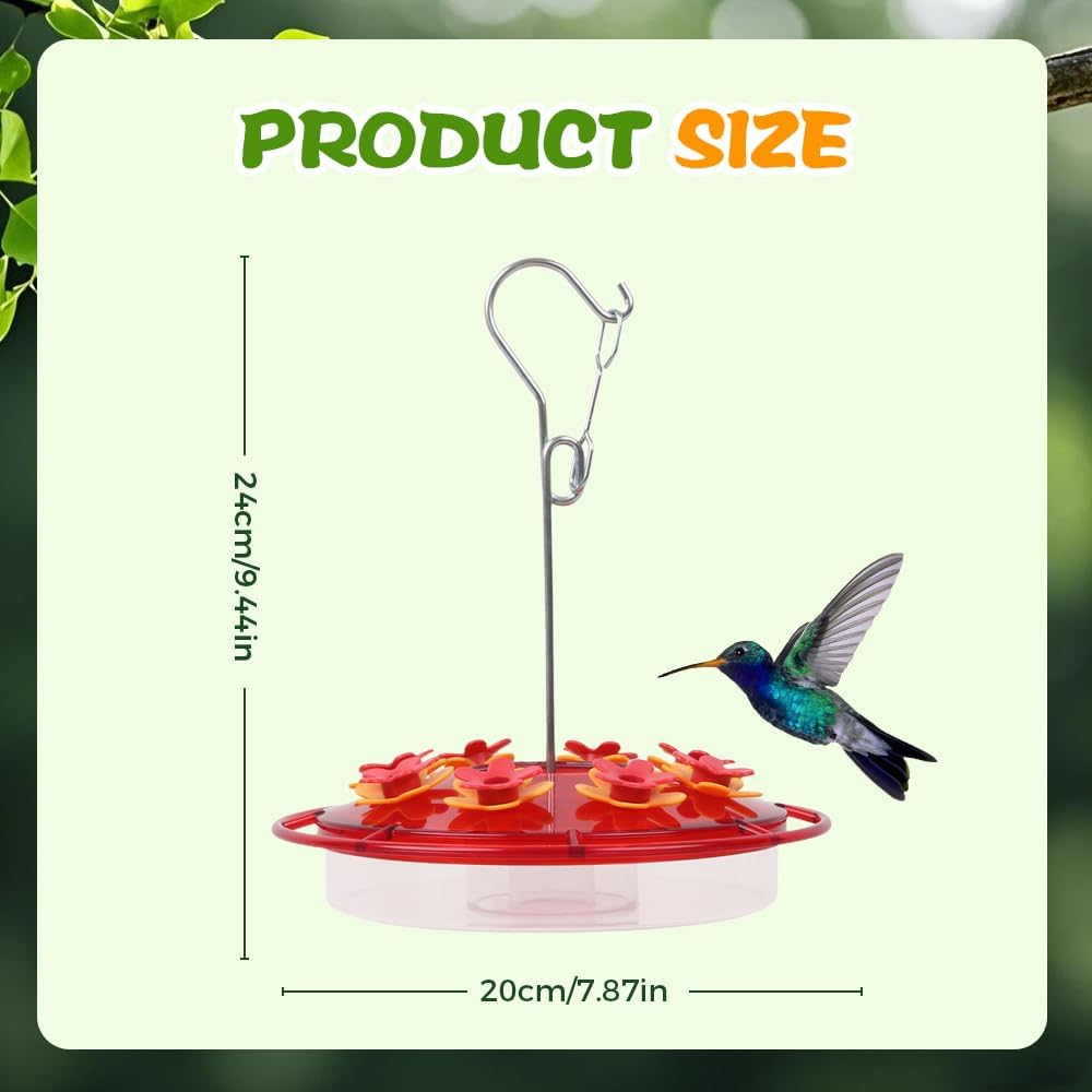 Hummingbird Feeder, 2025 New Proof Leak-Proof Cleaning Brushes Nectar Easy Clean Fill Bird Feeder for Garden Red Decor, Including Hanging Hook, Feeding Port Bird Easy Filling/Cleaning (Red)