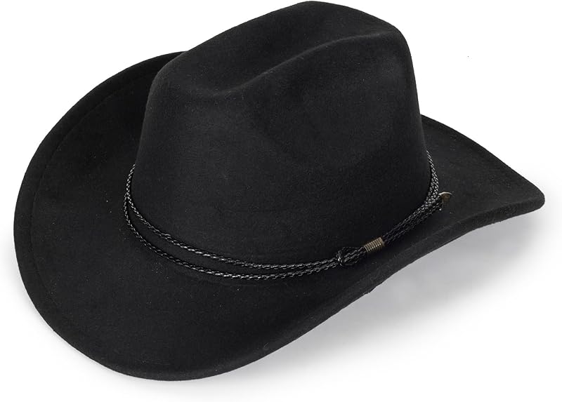 Western Cowboy Hat for Men Women Classic Fedora Hat with Buckle Belt (Size:M-L)