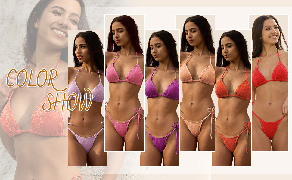 Bikini Sets Women Thongs Cheeky Two Piece Swimsuit Sexy Swimwear Triangle Cute Bathing Suit String