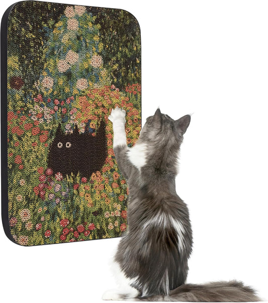 Art Cat Wall-Mountable Scratching Board 16.7x11x1 Inch Cat Wall Scratch Pad and Scratcher for Indoor Cats Furniture Protector（Flower Garden）