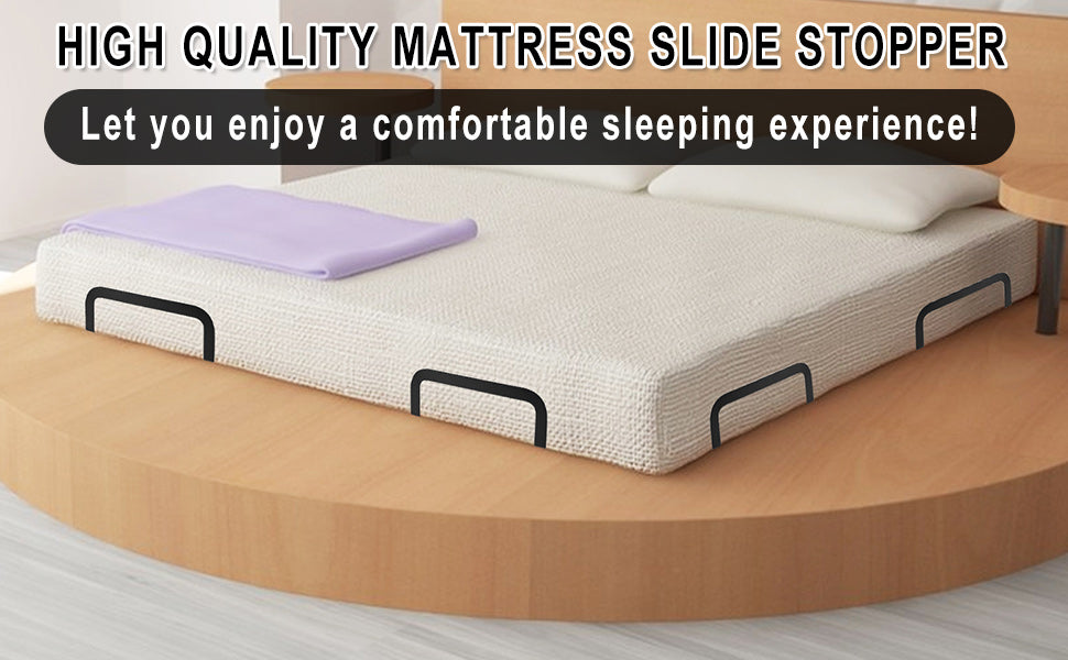 4PCS Metal Mattress Slide Stopper, Mattress Retainer Bar for Adjustable Beds, Non Slip Mattress Gripper, Mattress Stabilizer, Prevents Mattress Sliding for Bedroom Bed Frame