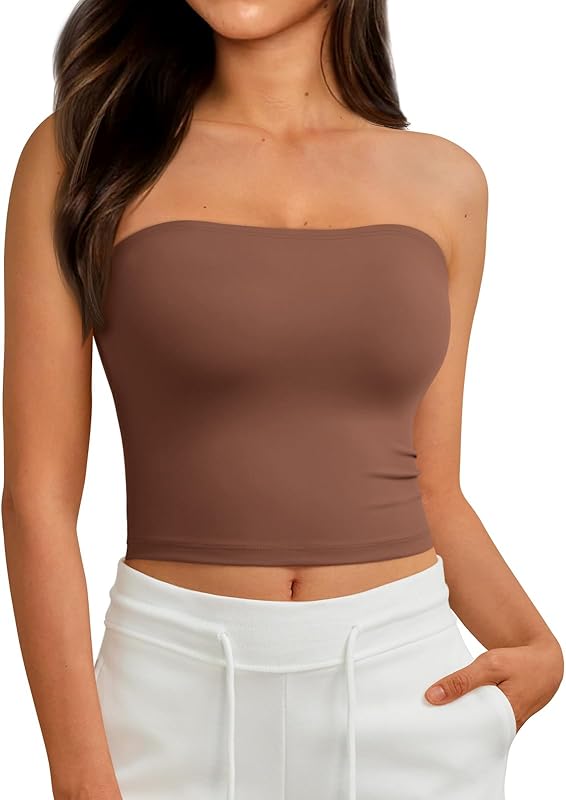 AUTOMET Tube Tops Strapless Crop Tops Basic Backless Sleeveless Bandeau Going Out Cute 2025 Summer Clothes