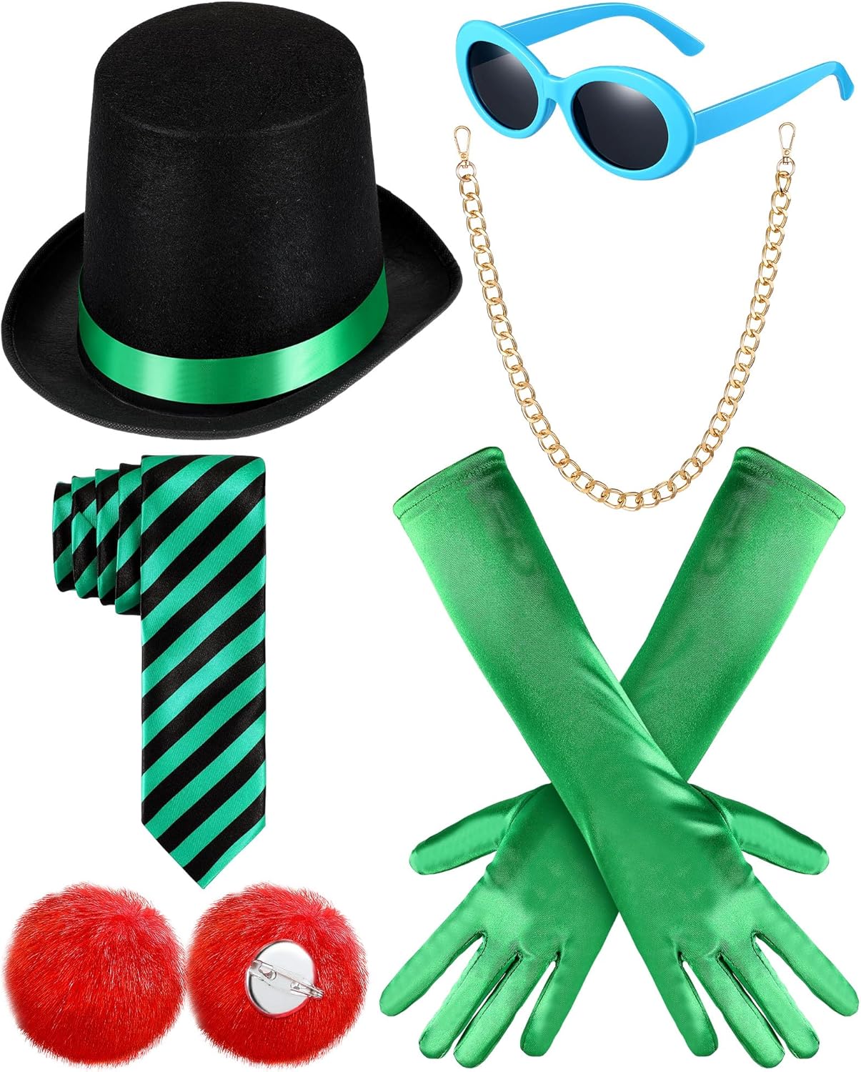 6 Pcs Green Adult Top Hat Costume Accessories for Cosplay Role Play
