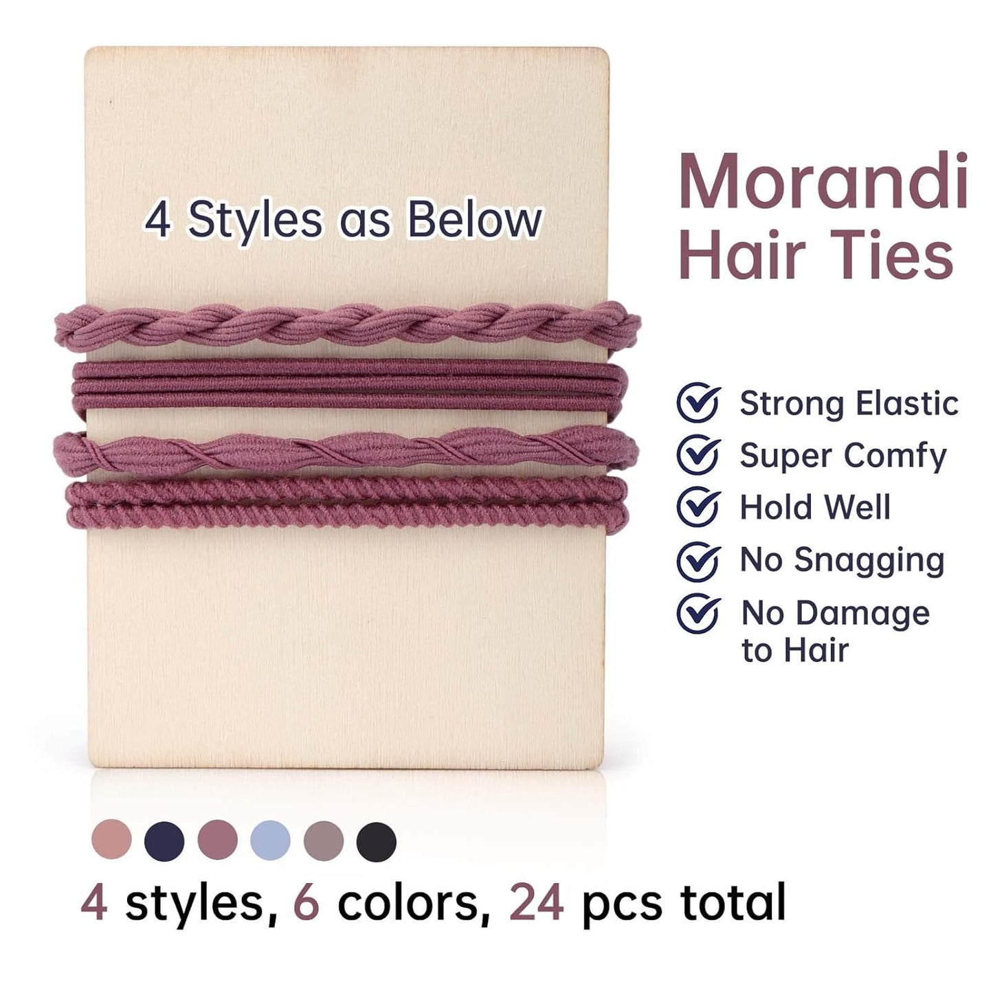 AIERSA 24 Pcs Oversize Bracelet Hair Ties for Women/Girls,Will Not Strangle The Wrist,Boho Hair Tie Bracelets,Cute Bracelet Ponytail Holders,No Damage Hair Elastics Band for Thick Hair Curly Hair