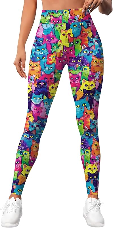 Leggings for Women Workout Funny Printed Gym Athletic Womens Yoga Pants Camo Print Legging Camouflage Floral Tropical Pants
