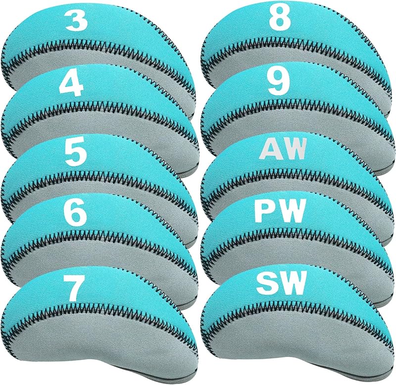 Golf Club Covers Set for Irons Neoprene Iron Head Cover Club Protector 10Pcs with/Without Top Window Accessories for Men Women