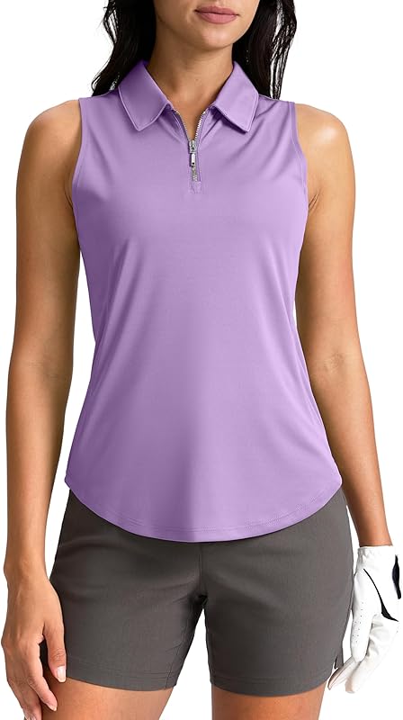 G Gradual Womens Golf Shirt Sleeveless Zip Up Polo Shirts for Women Collared Lightweight Tennis Athletic Tank Top