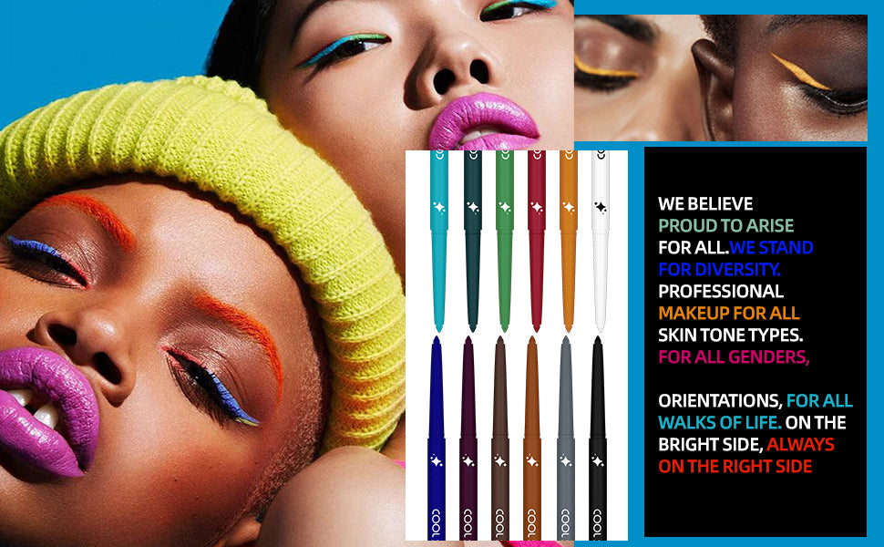 COOL STORY 12 Color Glossy Eyeliner Gel Pencil Eyebrow Pen Eye Makeup Waterproof Smudge Proof Long Lasting