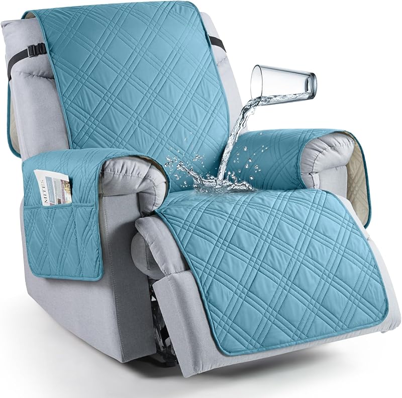 TAOCOCO 100% Waterproof Recliner Chair Cover, Non Slip Covers for Recliner Chair with Pocket, Washable Reclining Chair/Furniture Protector for Kids, Pets(23.6'', Chocolate)