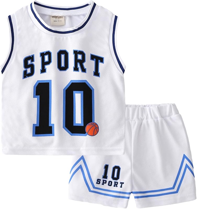 Volunboy Kids Sports Shorts Sets Boys Jerseys Tracksuit 2 Piece Basketball Performance Tank Top and Mesh Shorts Set