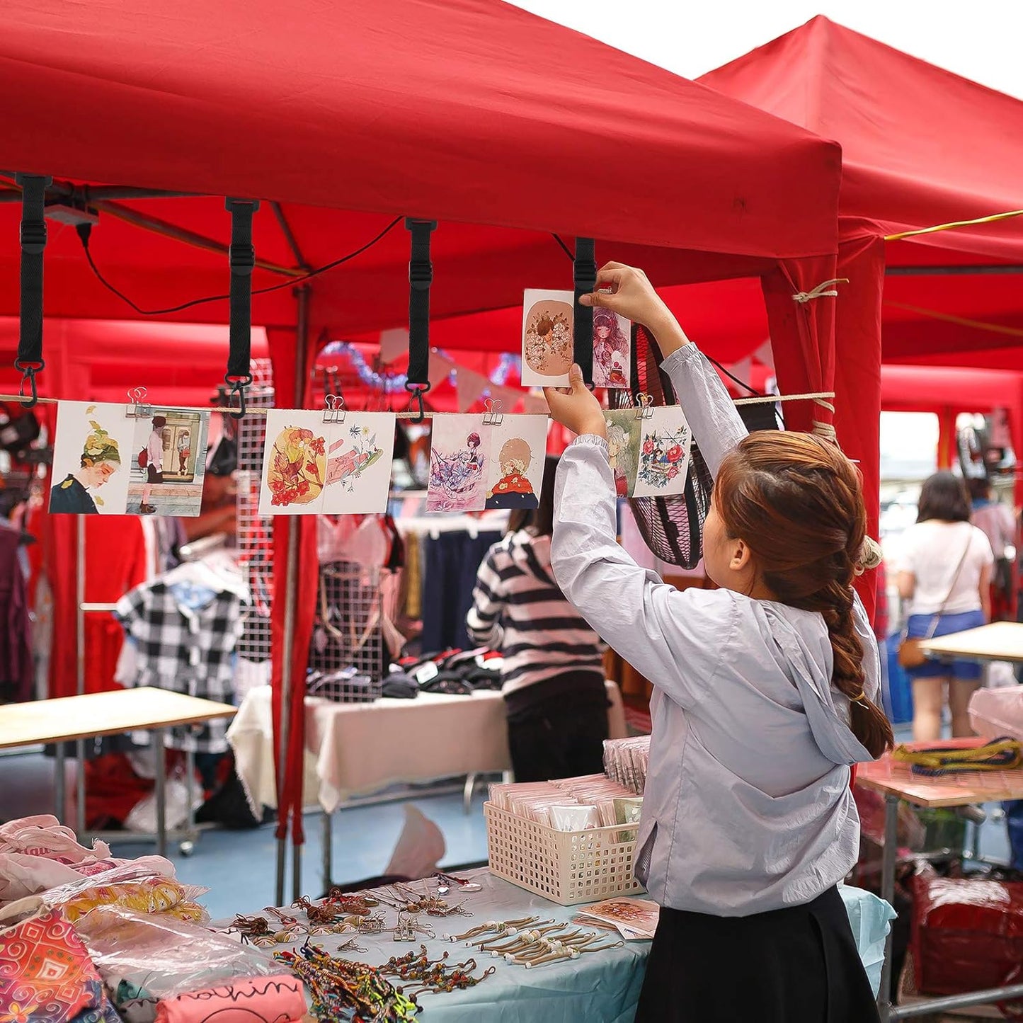 Shappy Canopy Hanging Clips Tent Hanging Clip for Vendor Booth Display Business Exhibitions to Hang Signs, Slogans, Flags, and for Outdoor Camping to Hang Food, Lanterns, Garbage Bags, Towels