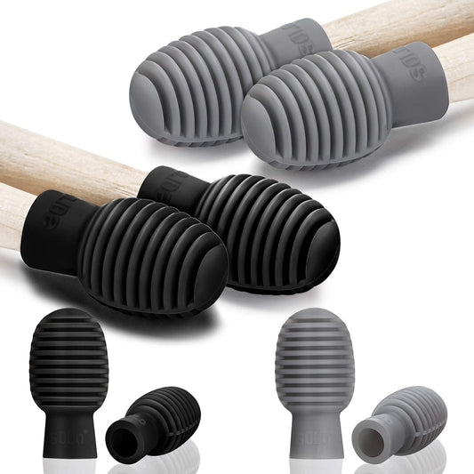 Frienda 8 Pieces Drum Stick Silent Tip Drum Quiet Sticks Mute Dampener Accessory Rubber Practice Percussion Tips Replacement Practice Tips(Black and Grey)