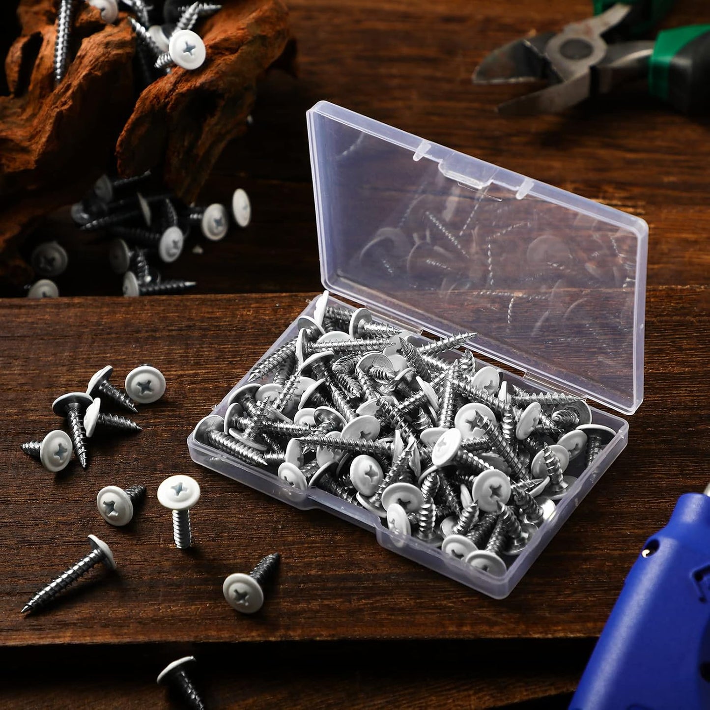 Demissle #8 White Screws Wood Sheet Metal Screw Thread Truss Head Fast Self Tapping White Pan Cabinet Wood Work for Wall Plates, 1/2 Inch, 3/4 Inch, 1 Inch(120 Pcs)