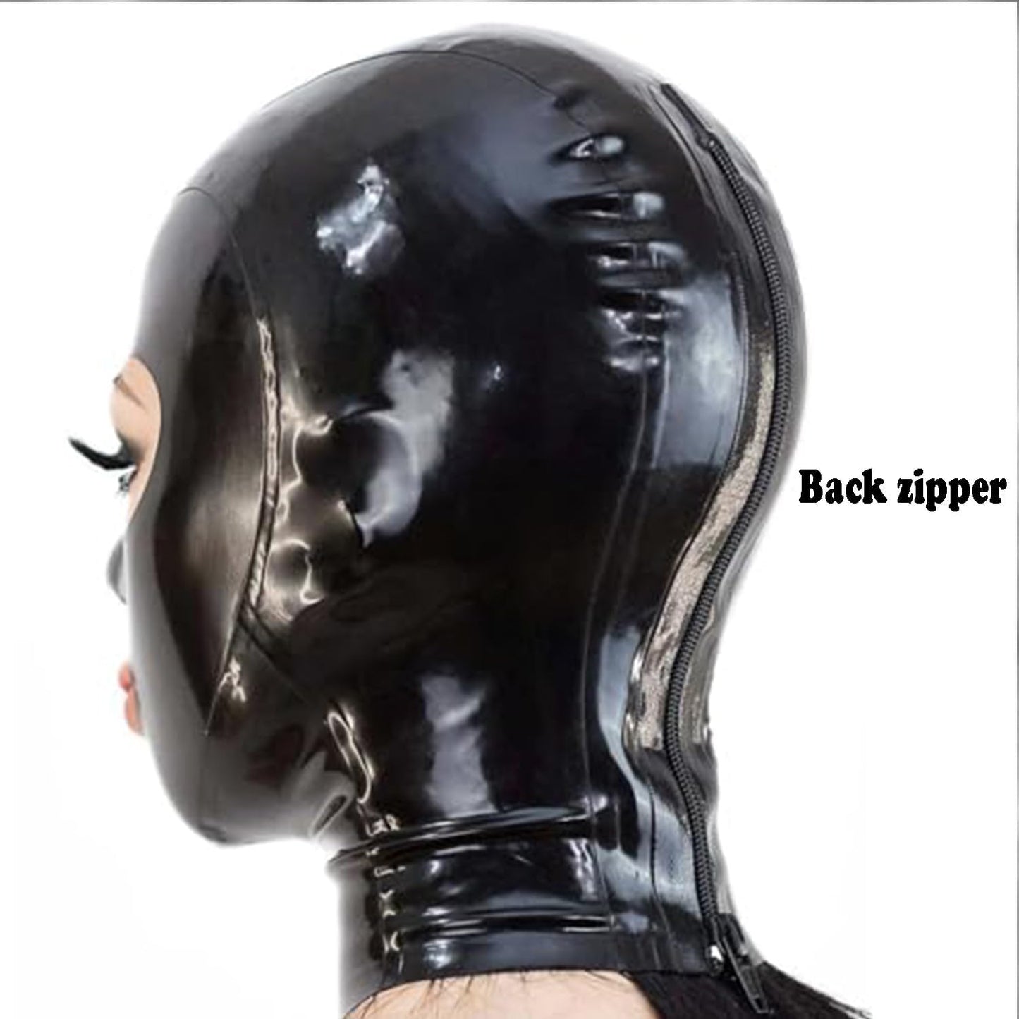 ABWL Black Latex Mask Hood,Rubber Masks with Open Eyes,Cosplay Costumes Clubwear Party Mask for Women Men