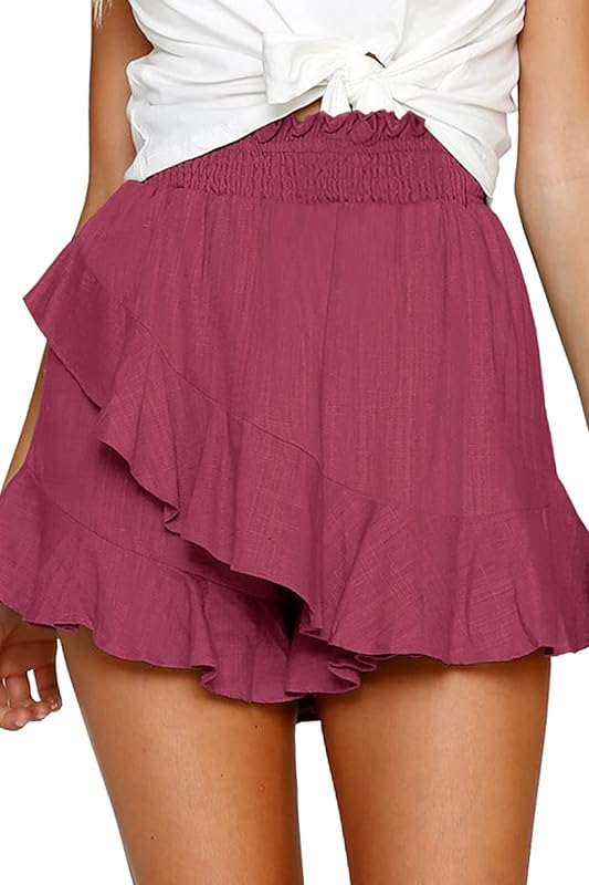 FRTROIN Skorts Skirts for Women Fashion Mini Wrap Skirt Flowy Linen Cotton High Waisted Shorts for Summer