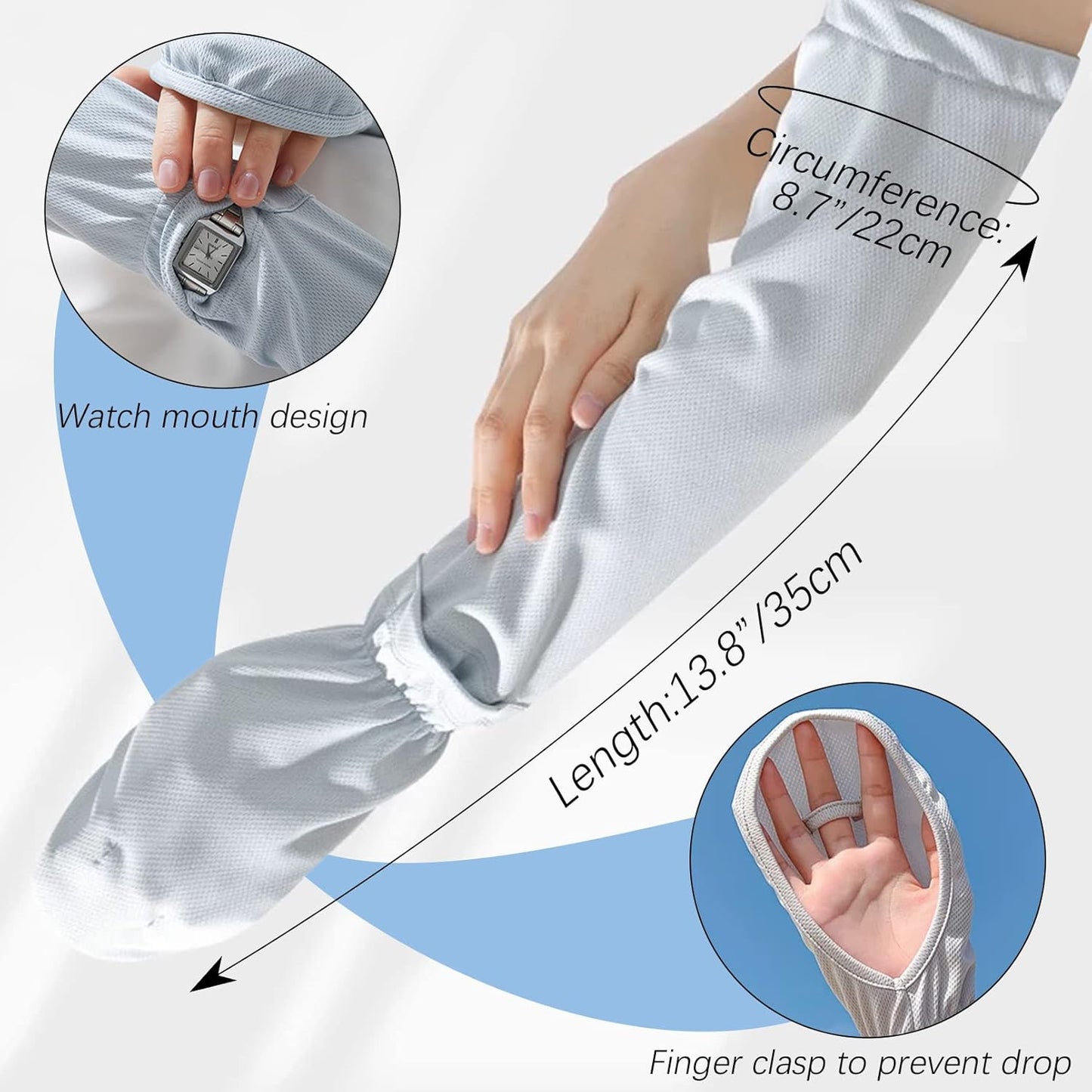 Driving Fingerless Sun Sleeves, Adjustable Arm Sleeve with Gloves, UV Protection Cooling Arm Cover for Gardening