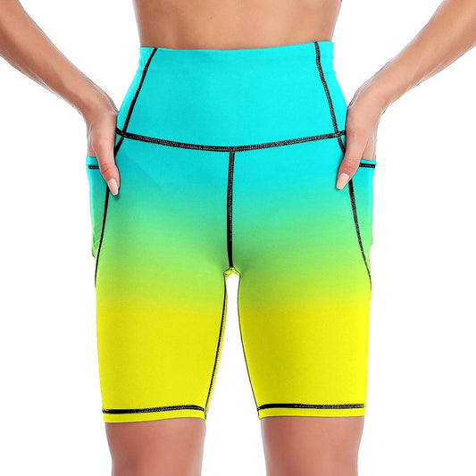 High Waist Workout Yoga Shorts for Women with Pockets Tummy Control Yoga Leggings Running Gym Biker Shorts