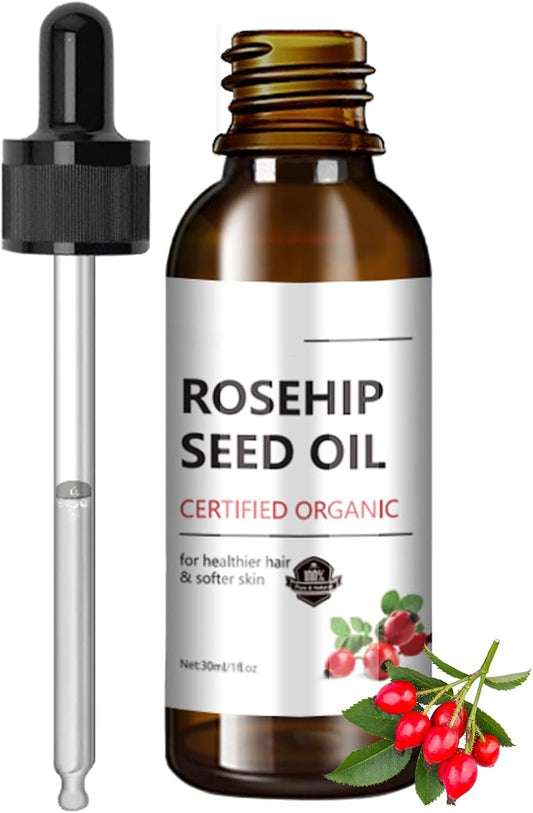 100% Cold Pressed Organic Rosehip Oil - Face & Body Moisturizer, Anti-Aging, Reduces Fine Lines & Wrinkles