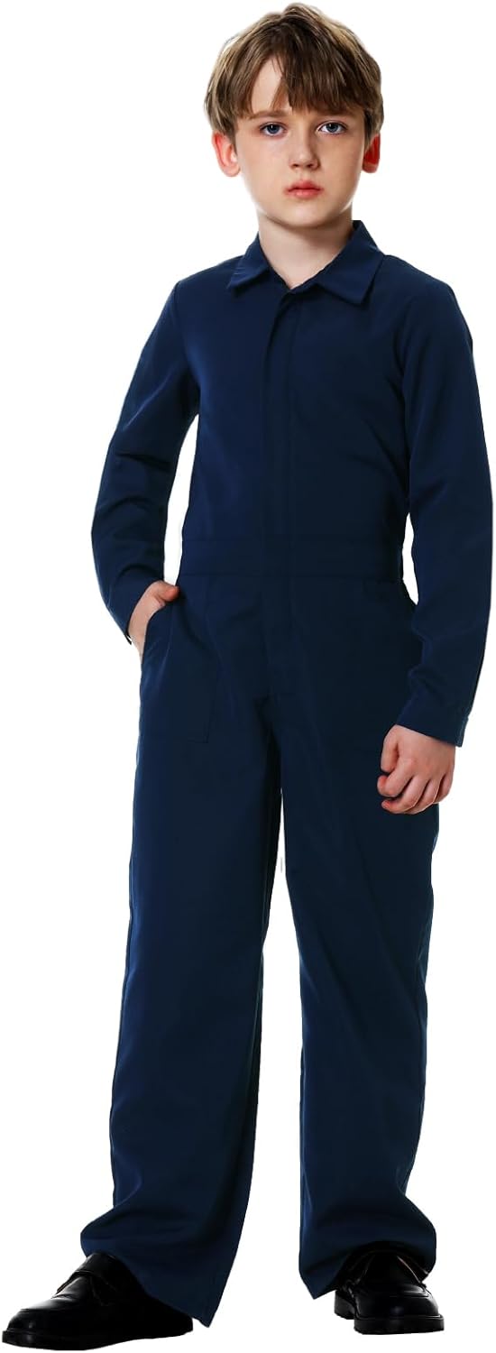 AOBUTE Kids Halloween Boys Solid Color Jumpsuit with Pockets 3-14 Years