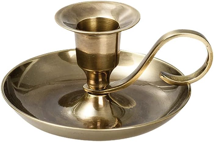 Hand Candlestick Classic Brass Gold Antique Candle Holder Height 5cm for Candles up to Ø2cm Candlestick 10891