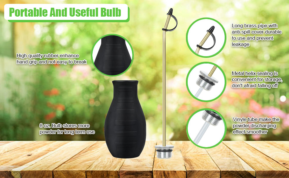 Diatomaceous Earth Duster, Powder Sprayer, Garden Duster Applicator Dispenser with Long Plastic Tube for Organic Gardening Agricultural Supplies for Diatomaceous Earth & Other Home Powder Applications