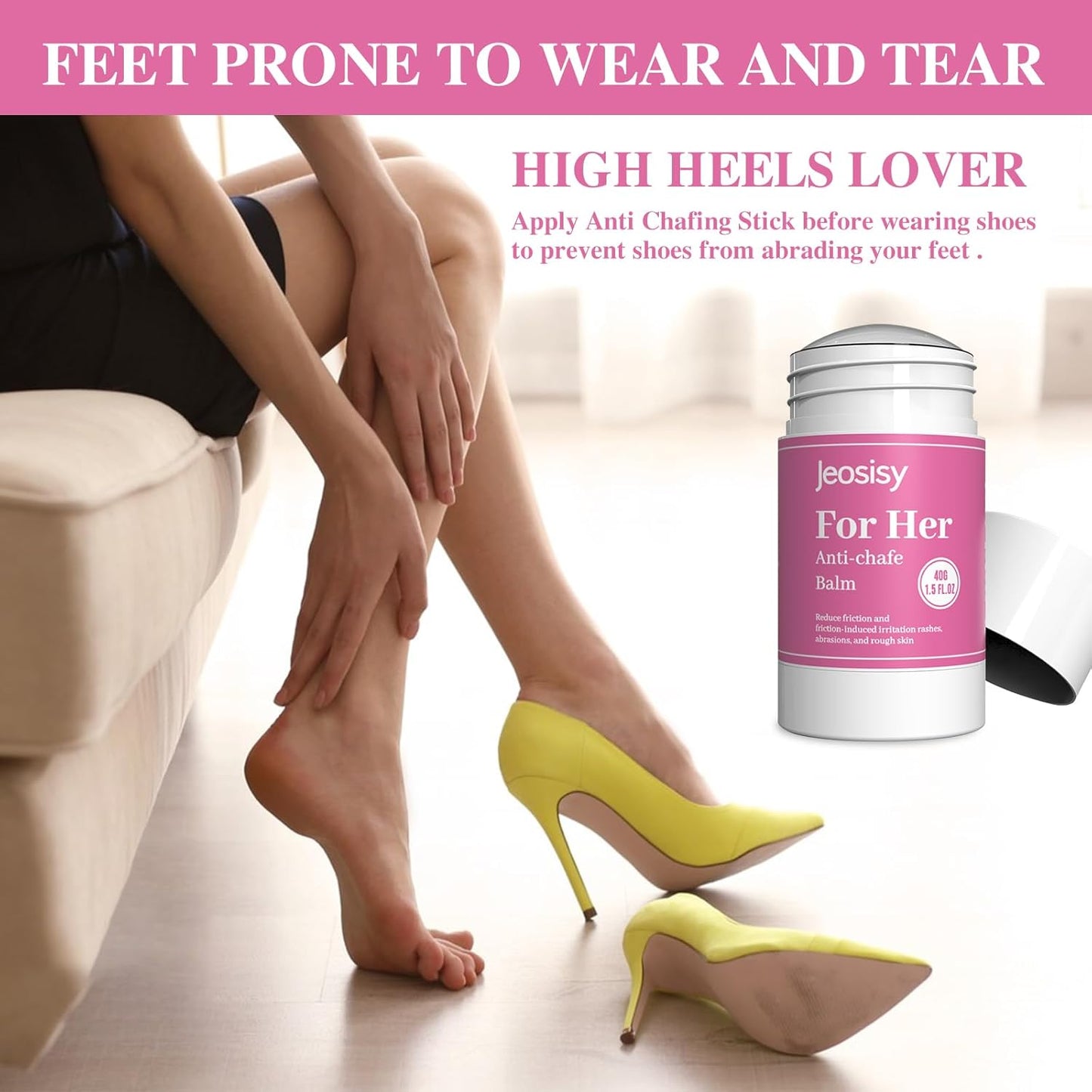 Anti Chafing Stick-For Her Anti Chafe Balm Cream Anti Chafing Friction Defense Balm for Thighs, Chest, Arms, Feet, Elbows and Areas Where Skin Hubs,Travel Size Use Before or After Sport Exercise