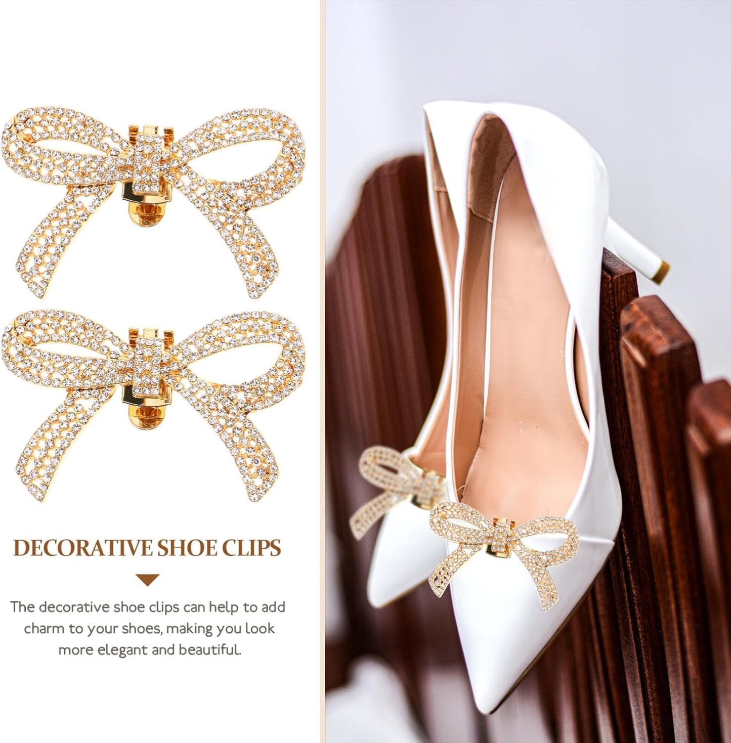 GALPADA Bow Shoe Clips: Satin and Rhinestone Elegant Jewelry - Removable Decorative Buckle for Women's Wedding Party Heels, Flats, Pumps