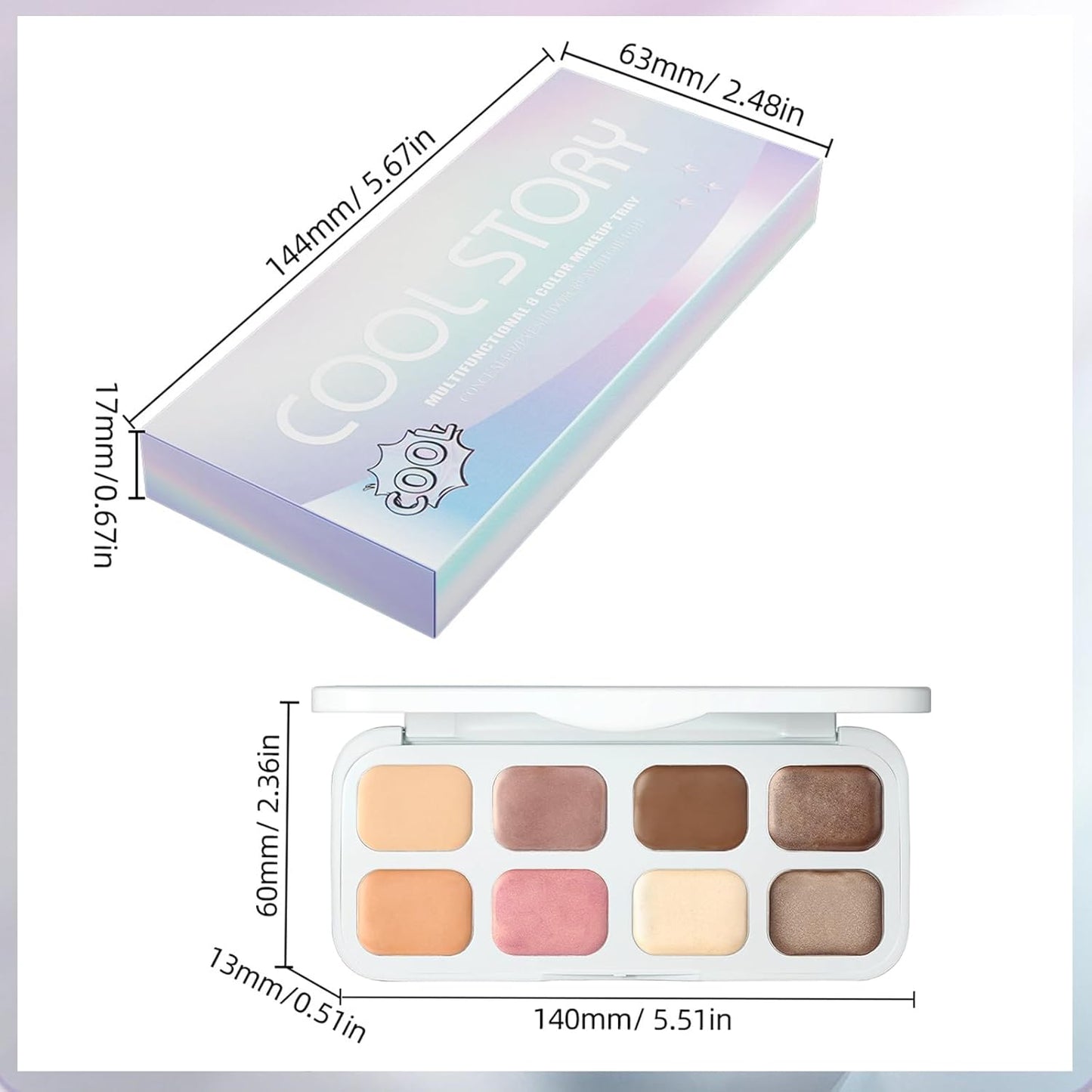 Erinde 8 Colors Cream Eyeshadow Contour Palette Makeup, Nude Rose Pink Chocolate Coffee Beige Brown Matte Shimmer Glitter Highly Pigmented Eye Shadow Palette, Eye Brightener Makeup Highlighter
