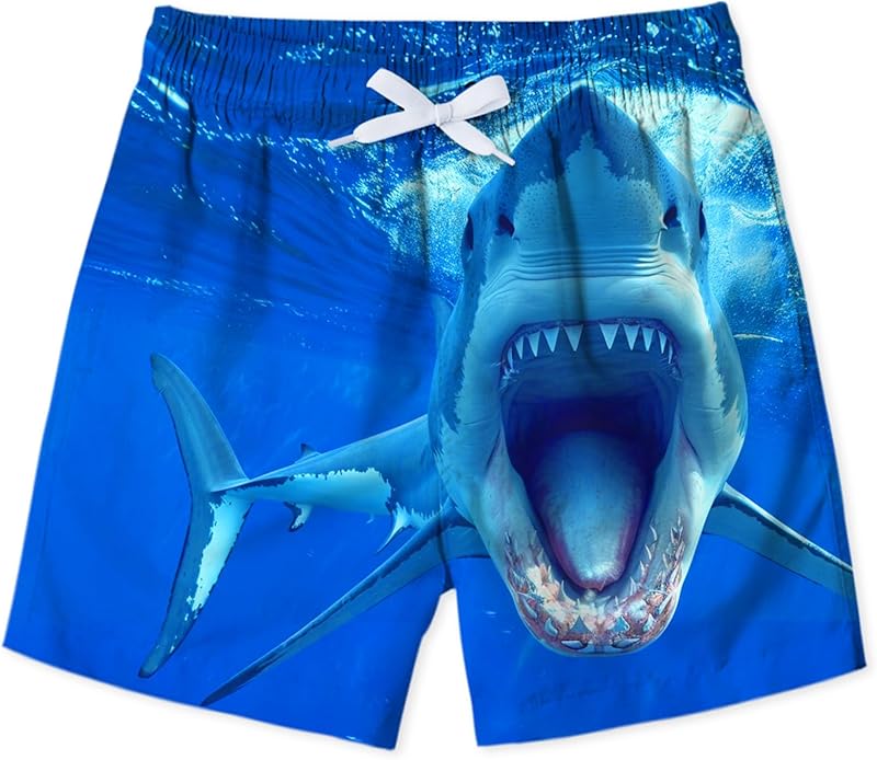 uideazone Boys Swim Trunks 3D Funny Print Surfing Board Shorts Quick Dry UPF 50+ Swimsuit Beachwear with Mesh Lining 2-12T