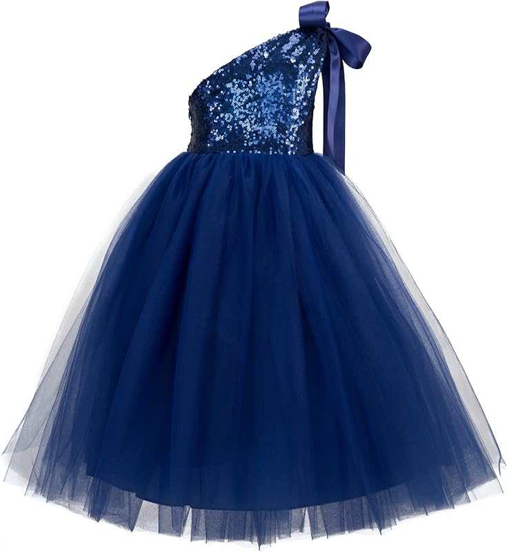 ekidsbridal One-Shoulder Sequin Tutu Flower Girl Dress Corset Dress Wedding Pageant Dresses Ball Gown Tutu Dresses