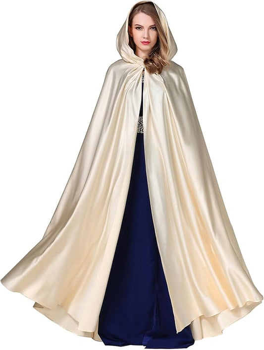 BEAUTELICATE Women's Wedding Hooded Cape Bridal Cloak Poncho Full Length