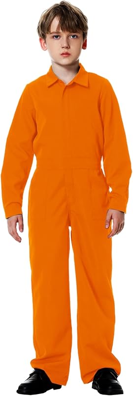 AOBUTE Kids Halloween Boys Solid Color Jumpsuit with Pockets 3-14 Years