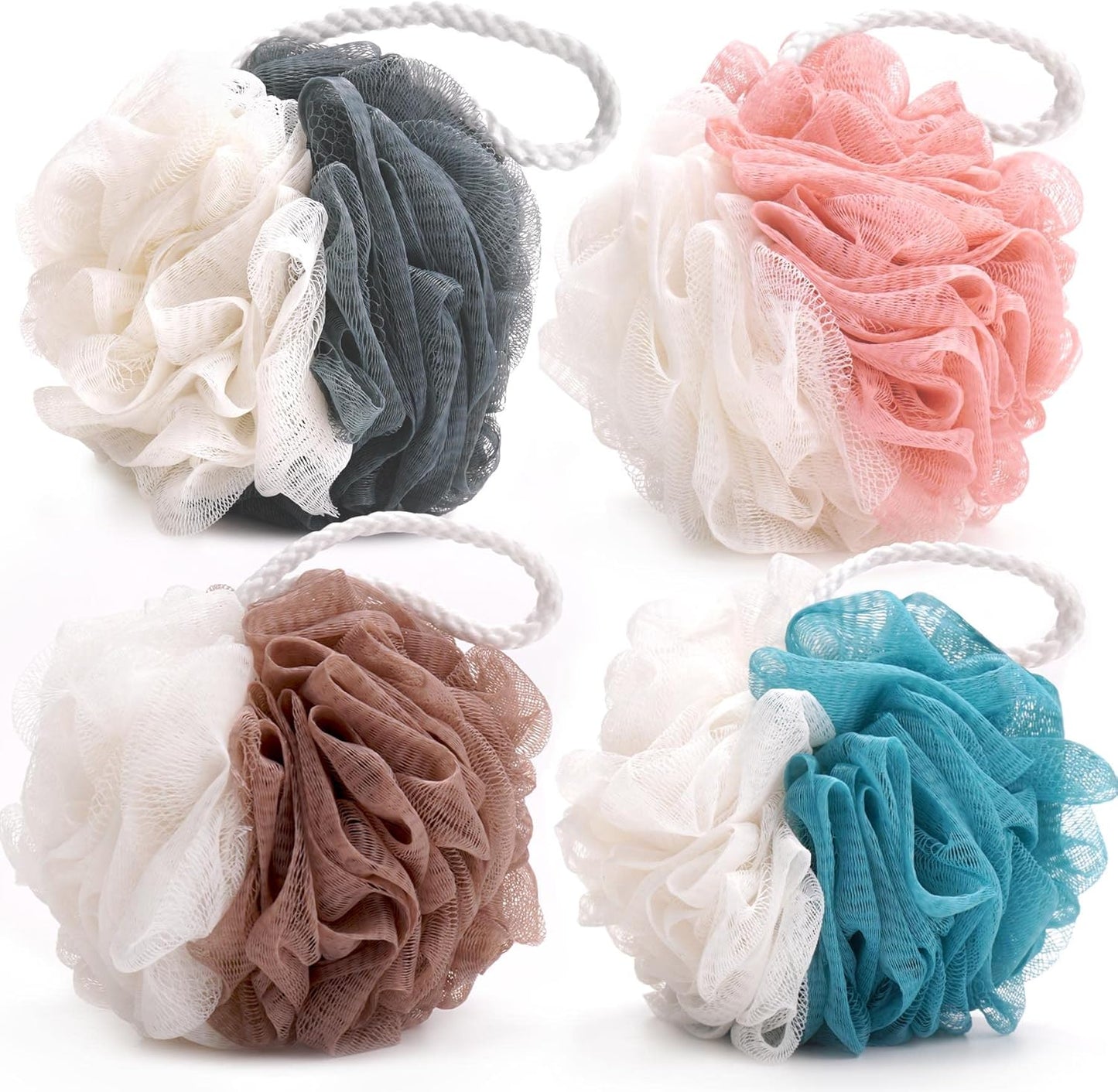 Loofah Bath Sponge Shower Luffas Body Sponge Exfoliating Soft Patchwork Men Women 4 Pack