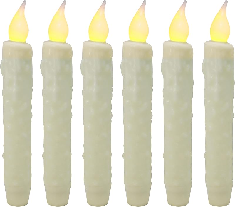 CVHOMEDECO. Real Wax Hand Dipped Battery Operated LED Timer Taper Candles Country Primitive Flameless Lights Décor, 6-3/4 Inch, Matt Black, 3 PCS in a Package