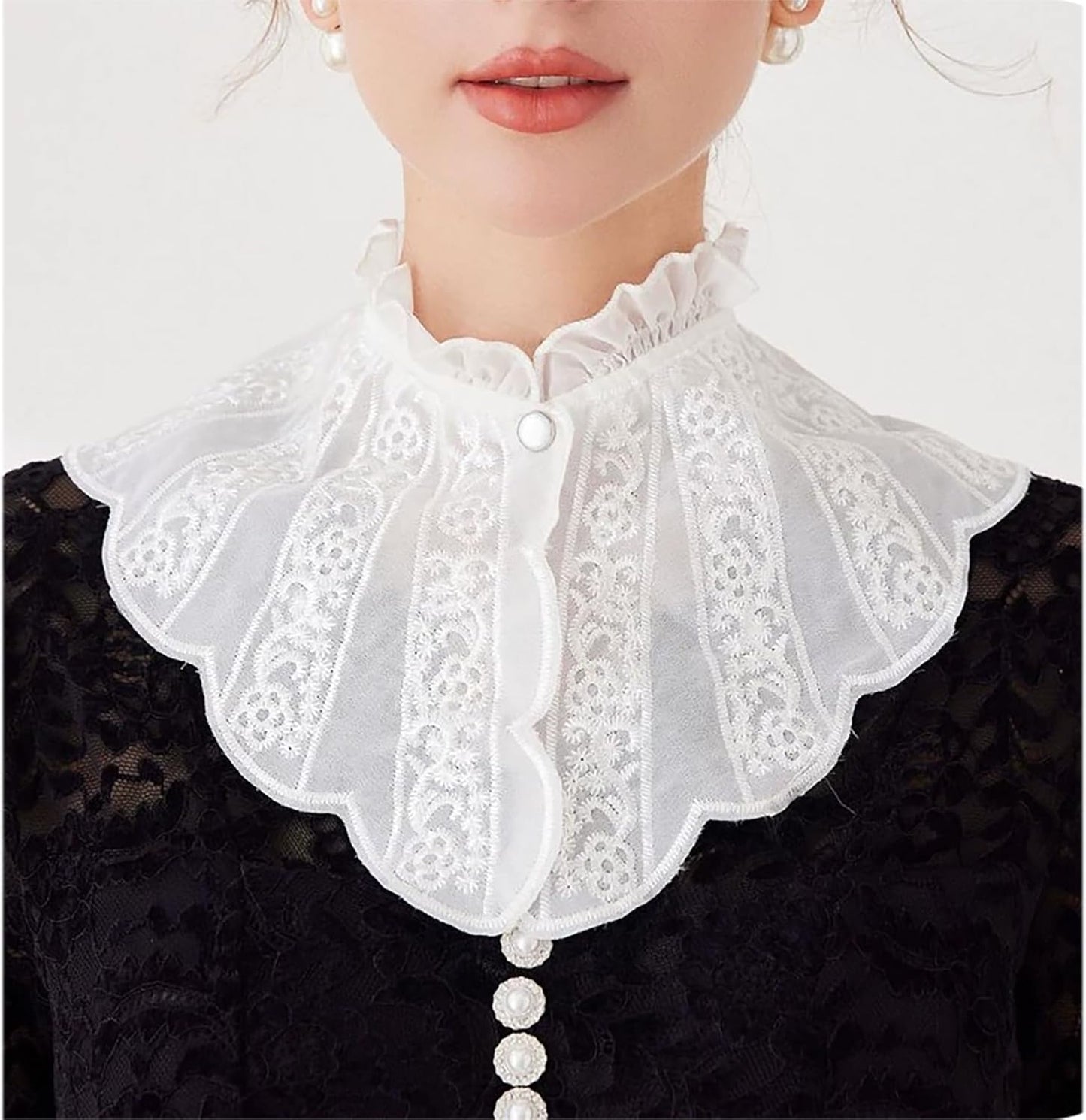 WENLOOY Retro Hollow Out Lace Floral False Collar Detachable Fake Collar for Women Girl