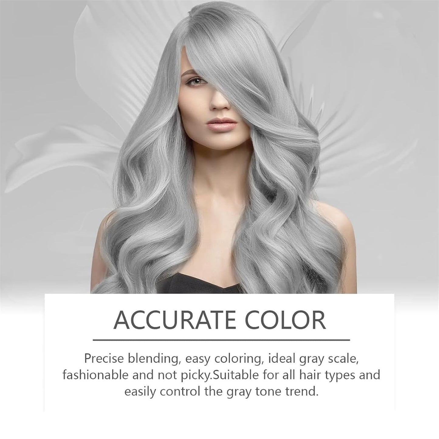2 in 1 Natural Essence Extract Silver Hair Dye, Silver Metallic Hair Dye, Silver Gray Natural Hair Dye Cream, Fashion Silver Gray Hair Dye Permanent, for All Hair Types (Silver, 1Pcs)