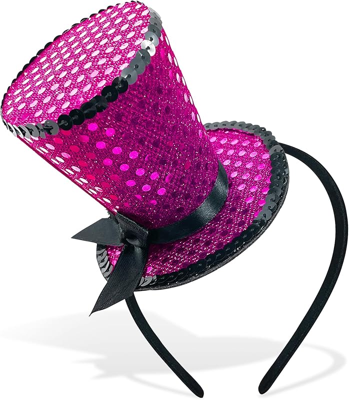 Mini Top Hat Headband Sequins Tea Party Headpiece Fascinator 1920s Gatsby Party Costume Accessory for Women Lady Gril