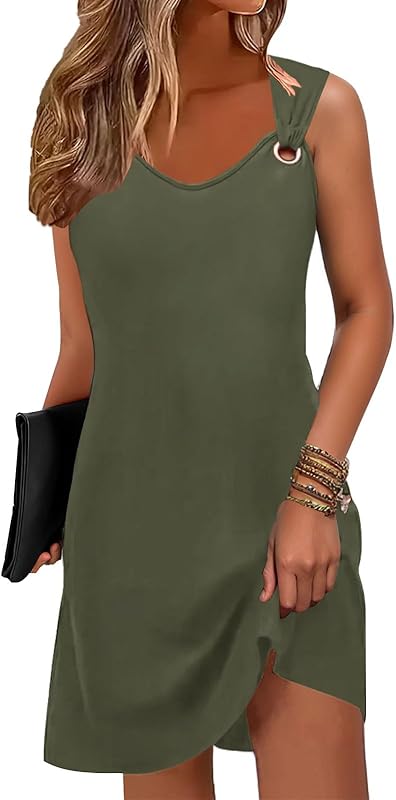 ETCYY Summer Dresses for Women 2025 Vacation Beach Cover Ups Swimsuit Sleeveless Sundresses Casual Loose Tank Sun Dresses
