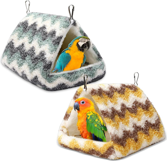 2 Pack Bird Nest House, Hanging Hammock Fluffy Parrots Bird Bed for Cage Bird Plush Nest Toy for Parrot Macaw Budgies Eclectus Parakeet Cockatiels Cockatoo Lovebird