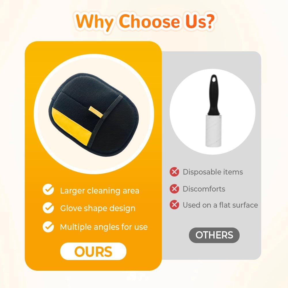 Pet Hair Removal Glove for Cats & Dogs, 2025 New Upgrade Efficient Grooming Gloves for Pet Hair, Cat Grooming Gloves for Hair Removal, Reusable Pet Hair Remover Glove