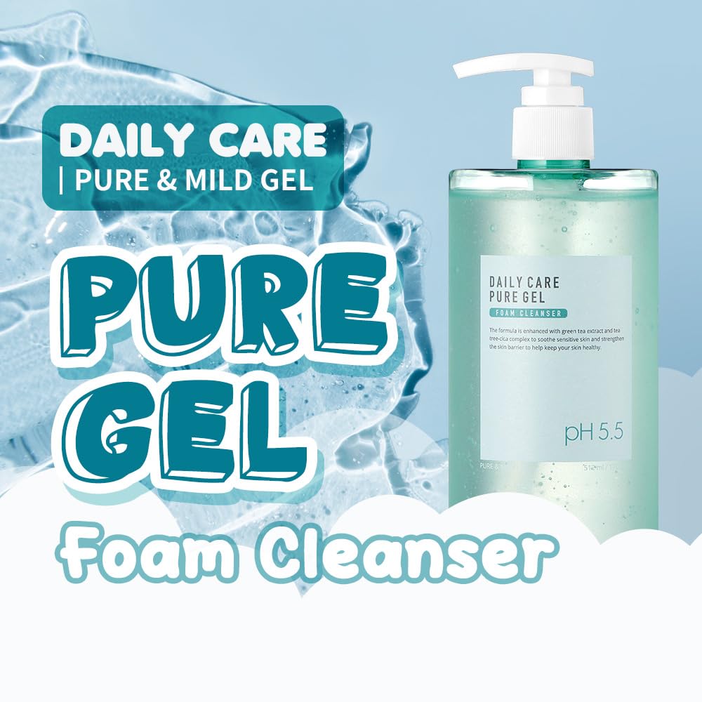 EUNYUL Daily Care Pure Gel Foam Cleanser 17.3 fl. Oz. pH 5.5 Gel with Pump type Large Size Face Wash