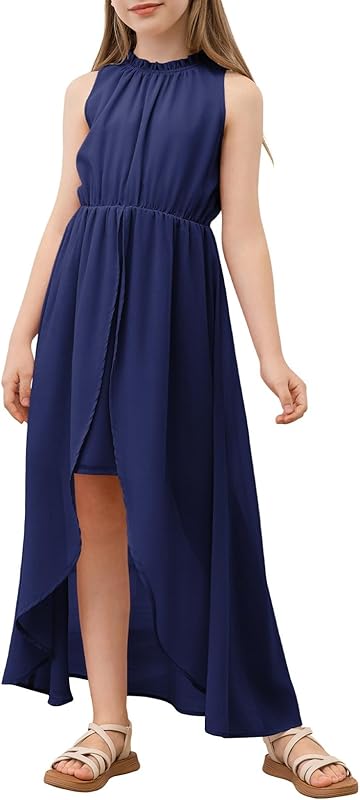 blibean Tween Girls 2024 Dresses Turtleneck Elegant Semi Formal Dress 6-15 Years