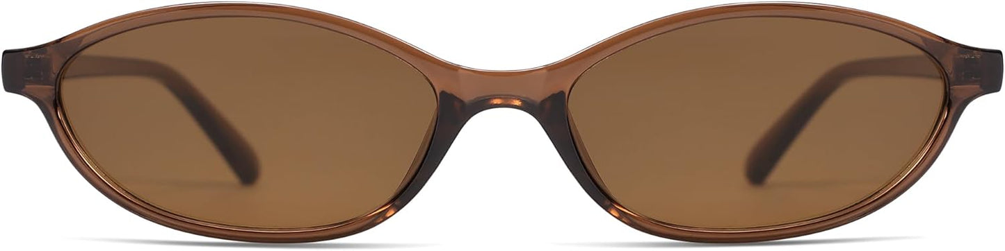 Retro Oval Cat Eye Sunglasses for Women Y2k Trendy Narrow Sunnies Designer Sun Glasses AR82253