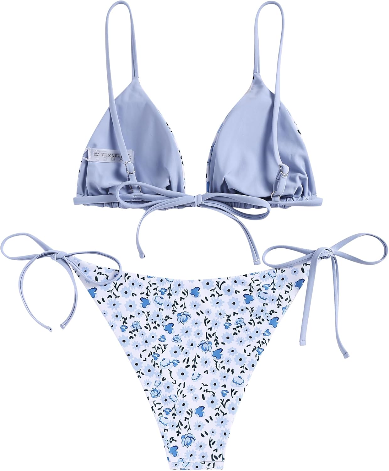 ZAFUL Women's Triangle Bikini Floral String Bikini Set Two Piece Swimsuit Bathing Suits